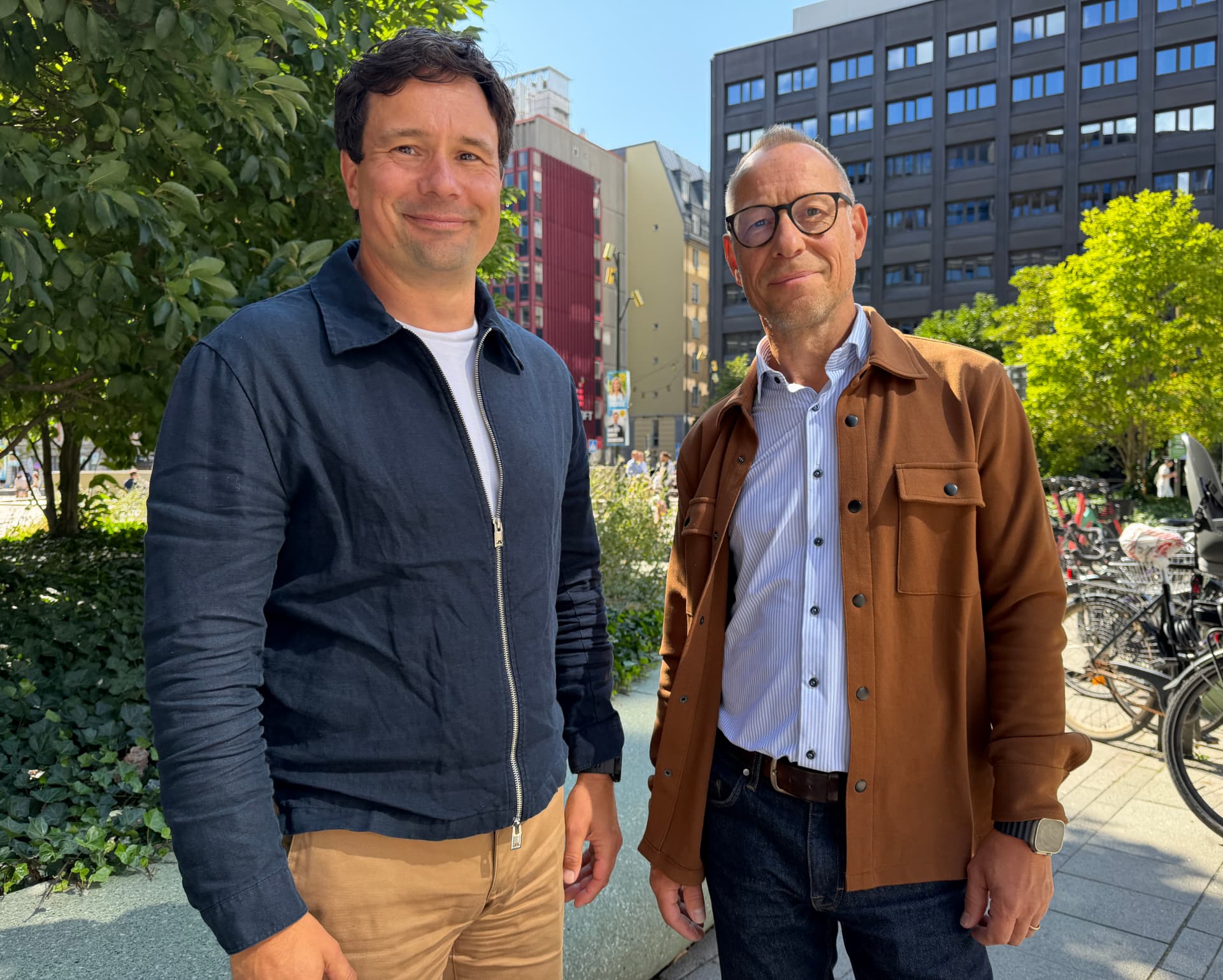 Johan Ribbeklint, Awiant, and Peter Petersson, VWFS, standing outdoors in Stockholm